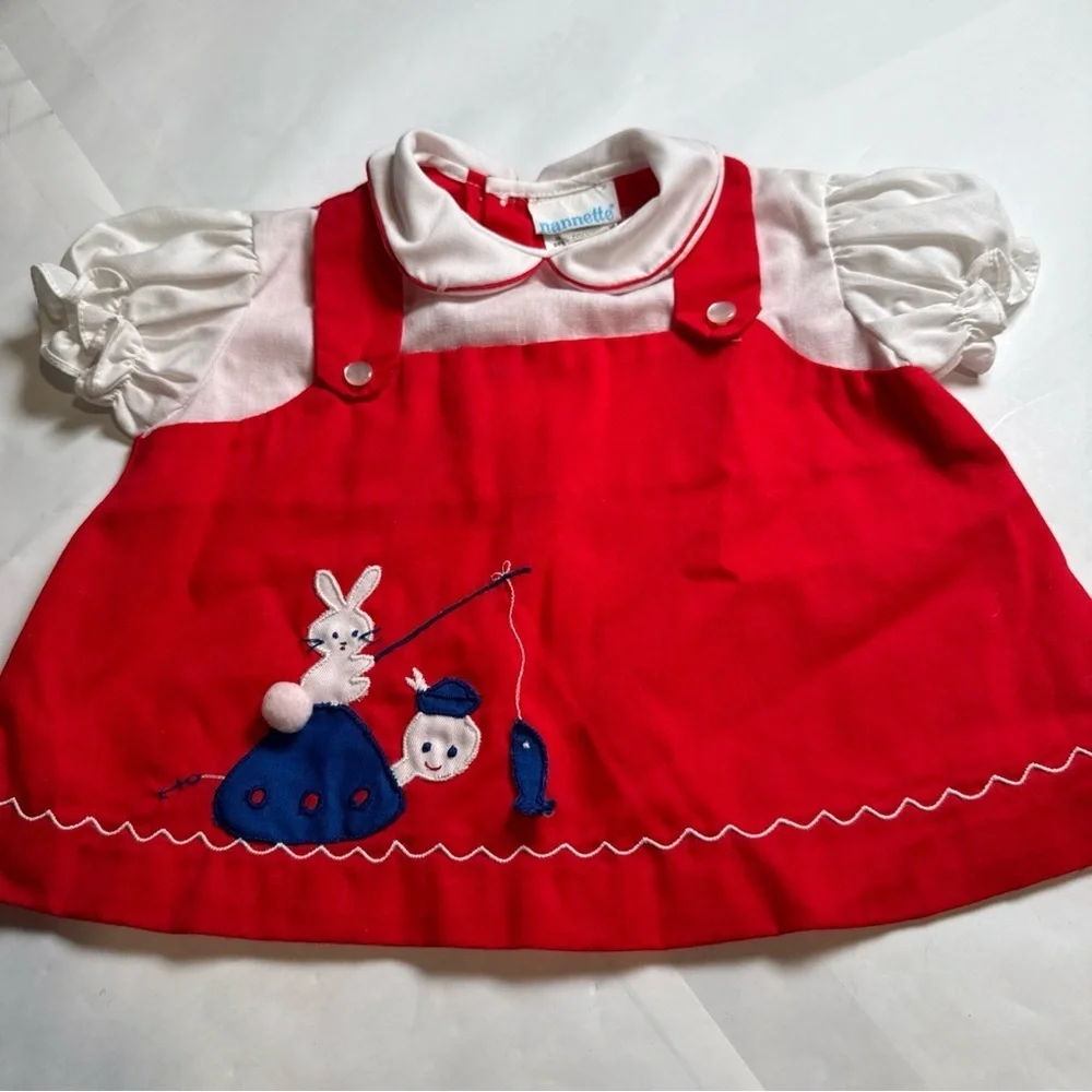 Vintage Nannette Vibrant Red and White Apparel